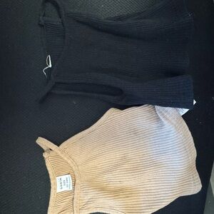 SHEIN Kids Ribbed Tank Tops in Black and Tan